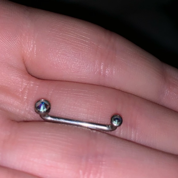 Flat surface barbell w/ flat bottom threaded gems - Picture 4 of 7